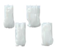 UR URLIFEHALL 4 Pcs 3D Candle Moulds Cat Dog Rabbit Resin Moulds Silicone Animal Casting Moulds for Candles Soap Chocolate Ornament Crafts