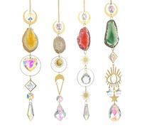 UR URLIFEHALL 4 Pcs 4 Styles Natural Stone Hanging Ornaments Healing Crystal Gemstone Glass Suncatchers for Windows Wall Wedding Party Favors