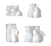 UR URLIFEHALL 4 Pcs 4 Styles Rabbit Candle Molds Silicone 3D Resin Animal Craft Mold for Aromatherapy Candles Ornament Table Party Decor