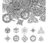 UR URLIFEHALL 40 Pcs 10 Styles Antique Silver Celtic Knot Charms Hollow Trinity Knot Charms for Jewellery Making Earring Crafts
