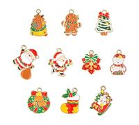 UR URLIFEHALL 40 pcs 10 Styles Enamel Christmas Charms Cartoon Snowman Snowflake Deer Pendants for DIY Crafts Bracelets Necklace Earrings Craft Supplies