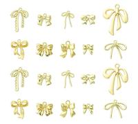 UR URLIFEHALL 40 pcs 10 Styles Golden Alloy Bow Charms Kawaii Bowknot Bow Tie Pendants Charms for DIY Bracelet Necklace Earrings Jewelry Making