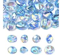 UR URLIFEHALL 40 Pcs 8 Styles Blue Acrylic Beads Electroplated Irregular Beads for Jewellery Making Bracelets Necklaces Keychains Crafts