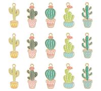 UR URLIFEHALL 40 pcs Random Enamel Cactus Charms Green Cacti Charm Tropical Plant Charms for Earrings Necklace Bracelet DIY Jewelry Making