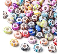 UR URLIFEHALL 450 Pcs Opaque Acrylic European Large Hole Beads Rondelle European Charm Beads for DIY Bracelet Snake Chains Jewellery Making