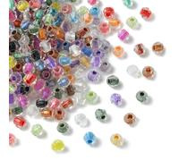 UR URLIFEHALL 480 Pcs Transparent Glass Rhombus Beads Colourful Inner Core Faceted Glass Beads for Jewellery Making DIY Beadable Crafts Decor