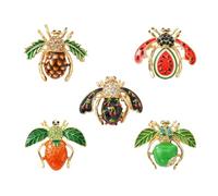 UR URLIFEHALL 5 pcs Bee Pin Badges Fruit Insect Brooch Enamel Lapel Pins for Clothes Hats Jacket Jeans Decorative Craft Clips Fasteners