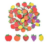 UR URLIFEHALL 50 Pcs 5 Styles Fruit Wood Beads Apple Orange Strawberry Lemon Beads for DIY Summer Necklace Earrings Jewellery Crafts Making