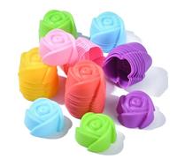 UR URLIFEHALL 50 Pcs Rose Silicone Cupcake Cases Reusable Cupcake Baking Cups Flower Silione Moulds for Pudding Muffin Soap Candle DIY Crafts