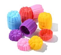 UR URLIFEHALL 50 Pcs Sunflower Silicone Cupcake Cases Reusable Baking Cups Flower Shape Silione Moulds for Cakes Ice Creams Puddings Jelly