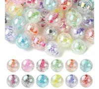 UR URLIFEHALL 55 Pcs 11 Colours 20mm Crackle Acrylic Beads AB Colour Round Ball Beads Chunky Bubblegum Beads for DIY Jewellery Crafts