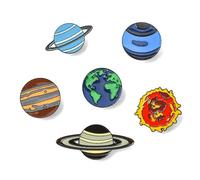 UR URLIFEHALL 6 Pcs 6 Styles Enamel Planet Pin Badges Explore Universe Space Brooch Lapel Pins for Clothes Jeans Hat Shirt Bag Craft Backpacks