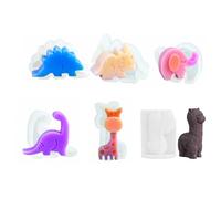 UR URLIFEHALL 6 Pcs Epoxy Resin Animal Moulds Dinosaur Giraffe Elephant Silicone Moulds for DIY Ornaments Crafts Soap Home Party Decorations