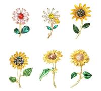 UR URLIFEHALL 6 Pcs Gold Flower Brooch Pin Badges Sunflower Daisy Floral Lapel Pins for Suit Backpack Bags Clothes Sweater Jacket DIY Crafts