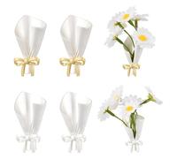 UR URLIFEHALL 6 Pcs White Pin Badges Bouquet with Bowknot Brooch Lapel Pins for Backpacks Clothes Scarfs Dress Bag Hats Flower Favour Crafts