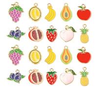 UR URLIFEHALL 60 pcs 10 Styles Enamel Fruit Charms Colorful Apple Banana Pineapple Strawberry Pendant Charms for DIY Necklace Bracelet Jewelry Making