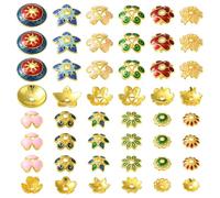 UR URLIFEHALL 60 Pcs 12 Styles Flower Enamel Bead Caps Golden Floral Shaped Spacer Bead End Caps for Jewellery Making Crafts Keychain Earrings