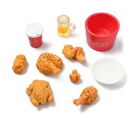UR URLIFEHALL 60 Pcs 12 Styles Resin Fried Chicken Miniature Ornaments 3D Fast Food Figurines for Micro Landscapes Tabletop Room Decor