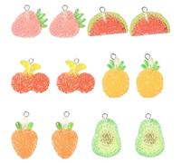 UR URLIFEHALL 60 pcs 6 Styles Resin Fruit Pendants Charms Strawberry Cherry Carrot Dangle Charms with Loop for DIY Bracelet Necklace Jewelry Making