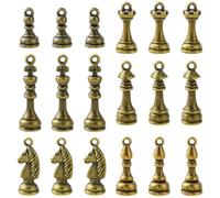 UR URLIFEHALL 60 pcs 6 Styles Tibetan Chess Piece Charms Antique Bronze 3D International Chess Charms for Bracelet Necklace Jewelry Making DIY Crafts