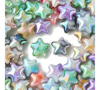 UR URLIFEHALL 70 Pcs Rainbow Iridescent Acrylic Star Beads Five Pointed Star Shaped Beads for DIY Jewellery Making Crafting Decoration