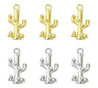 UR URLIFEHALL 8 pcs 2 Colors Cubic Zirconia Cactus Charms Tropical Plant Dangle Charms for Earrings Necklace Bracelet Jewelry Making DIY Craft Finding