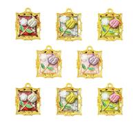 UR URLIFEHALL 8 pcs 4 Colors 3D Oil Painting Flower Charms Vintage Enamel Floral Charms with Imitation Pearl for DIY Crafts Necklace Keychain Jewelry Making
