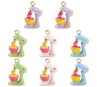 UR URLIFEHALL 8 pcs 4 Colors Enamel Blender Charms Cute 3D Stand Mixer Dangle Charms for DIY Bracelet Necklace Crafts Jewelry Making
