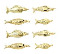 UR URLIFEHALL 8 pcs 4 Styles Brass Fish Charms Golden Sea Animal Fish Shaped Pendants Charms for Bracelet Necklace Jewelry Making DIY Crafts