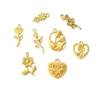 UR URLIFEHALL 8 Pcs Stainless Steel Flower Charms 18K Gold Plated Floral Charms for Jewellery Making DIY Bracelet Necklace Earrings Crafts