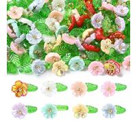 UR URLIFEHALL 80 Pcs 8 Styles Resin Flower Charms Imitation Pearl Floral Dangle Charms for Jewellery Making Crafts Keychain Earring Hairband