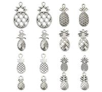 UR URLIFEHALL 80 Pcs 8 Styles Tibetan Silver Pineapple Charms Tropical Fruit Charms for Jewellery Making Earring Crafts Hairbands Keychain