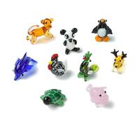 UR URLIFEHALL 9 Pcs 9 Styles Lampwork Animals Figures Dolphin Rooster Pig Figurines for DIY Dollhouse Decorations Fairy Garden Accessories