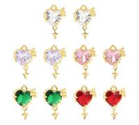 UR URLIFEHALL Heart Wing Star CZ Charms for Jewelry Making, 10Pcs, 5 Colors