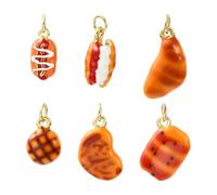 UR URLIFEHALL Mini Bread Charms for Jewellery Making, 6Pcs, 6 Styles