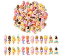 UR URLIFEHALL Swimmer Mermaid Pendants Charms for Jewelry Making, 50Pcs