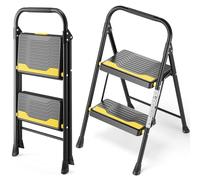 Urackify 2 Step Ladder, Heavy-Duty 150KG Capacity, Wide Anti-Slip Steps & Secure Handrail Compact, Folding Step Stool Portable Design for Home, Kitchen, Office, Pantry, Closet Use, Black