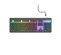 uRage Exodus 215 Illuminated Gaming Keyboard QWERTZ DE RGB Lighting Anti-Ghosting 26 Rollover Keys 12 Multimedia Functions 105 Keys Removable Cable USB Height Adjustable Black