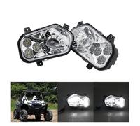 URAGER Motorcycle Headlight Left & Right Hand ATV LED Headlight Kit H4 High Low Headlight Headlamp For POLARIS For RZR 570 S 4 800 XP 900 Led Motorbike Headlights(Silver)
