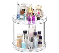 URALFA 2 Tier Lazy Susan Turntable for Cabinet, 9 Inch Turntable Organizer Clear Tiered Lazy Susan Organizer, 360 Rotating Bathroom Organizer Spinner Organizer for Kitchen, Pantry, Counter, Sink