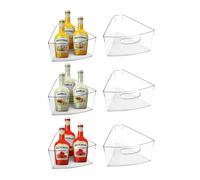 URALFA Lazy Susan Organizer Bins, Corner Cabinet Clear Turntable Organizer, Plastic Corner Kitchen Storage Bins for 26"- 28" Diameter Corner Cabinet Lazy Susan, 1/8 Wedge-BPA Free, 6 Pack