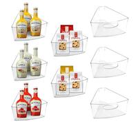 URALFA Lazy Susan Organizers Set of 8, 10"x 9.5"x 4" Corner Cabinet Organizer, Plastic Transparent Kitchen Cabinet Storage Bins with Handle, 4" Deep Container, 1/8 Wedge - Food Safe, BPA Free