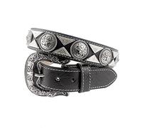 URAMAN Mens Western Belt Cowboy Country Concho Leather Belt for Jeans Pants Rodeo, Black-u20, 34-36W