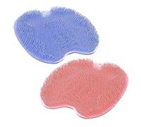 Uramoto Shower Foot Mat with Non-Slip Suction Cups, Silicone Foot Brush Washer Cleaner Massage for Dead Skin Removal, Blue+Pink