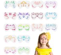 URAQT 16 PCS Face Paint Stencils, Reusable Temporary Tattoo Stencils Tattoo Painting Templates for Kids, Facial Painting Stencil for Party, Christmas, Halloween, Carnivals, D