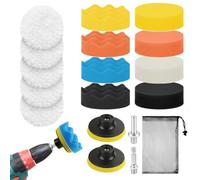 URAQT 17 Pcs Car Polishing Pads for Drill Polishing Kit, 80mm Sponges and Wool Polishing Pads, Drill Buffer Attachment, Sponge Polishers and Buffers for Auto Polisher, Sanding, Waxing