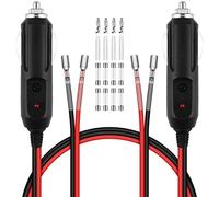 URAQT 18 Pack Cigarette Lighter Plugs, Car Replacement 12V-24V Cigarette Lighter Power Cable 28cm, 10A/15A Fuse Protection with Terminal Kit for Portable DVD Player, Car, Truck, Motorcycle, Tractor