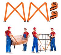 URAQT 2-Person Lifting Straps, 2 Pcs Anti-Slip Moving Straps, Orange, 4.5 cm Width, 800 lbs Load Capacity, Compatible with Various Vehicles