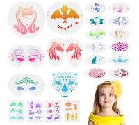 URAQT 22 PCS Face Paint Stencils, Reusable Temporary Tattoo Stencils Tattoo Painting Templates for Kids, Facial Painting Stencil for Party, Christmas, Halloween, Carnivals, H