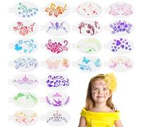 URAQT 22Pcs Temporary Tattoo Stencils, Face Paint Stencil, Reusable Tattoo Stencils, Painting Templates for Kids, Facial Painting Design Tools for Party, Christmas, Halloween, Carnivals, B